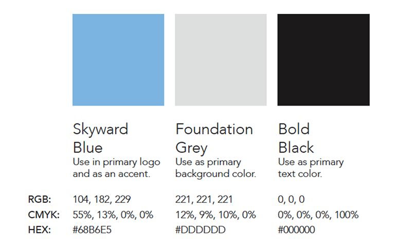 Builders brand colors and RGB CMYK HEX codes